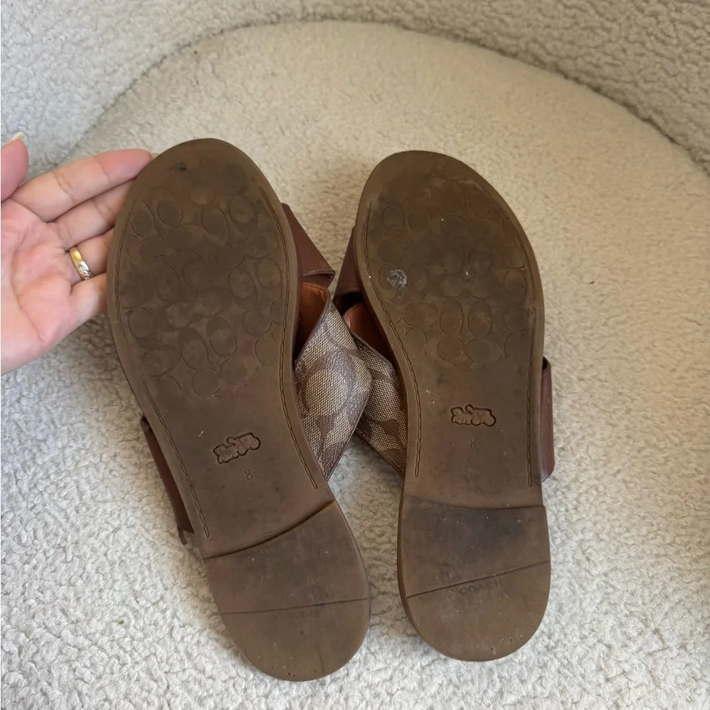 Coach Brown and Tan Slide Sandals | 8B - Picture 5 of 8